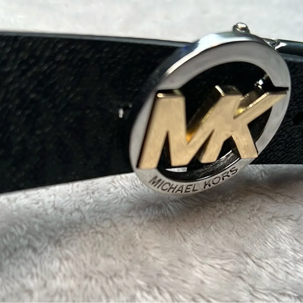MICHAEL Michael Kors Reversible Logo with Logo Buckle Genuine Leather Belt
